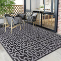 Contemporary Outdoor Rug | Reversible Black & Grey Mat with Weather-Resistant Design | Lightweight for Versatile Use