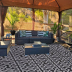 Contemporary Outdoor Rug | Reversible Black & Grey Mat with Weather-Resistant Design | Lightweight for Versatile Use
