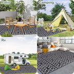 Contemporary Outdoor Rug | Reversible Black & Grey Mat with Weather-Resistant Design | Lightweight for Versatile Use