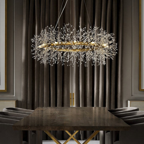 Crystal Chandelier Light | 12-Light Firework Design with Antique Bronze Finish for Stunning Ambiance in Dining Rooms