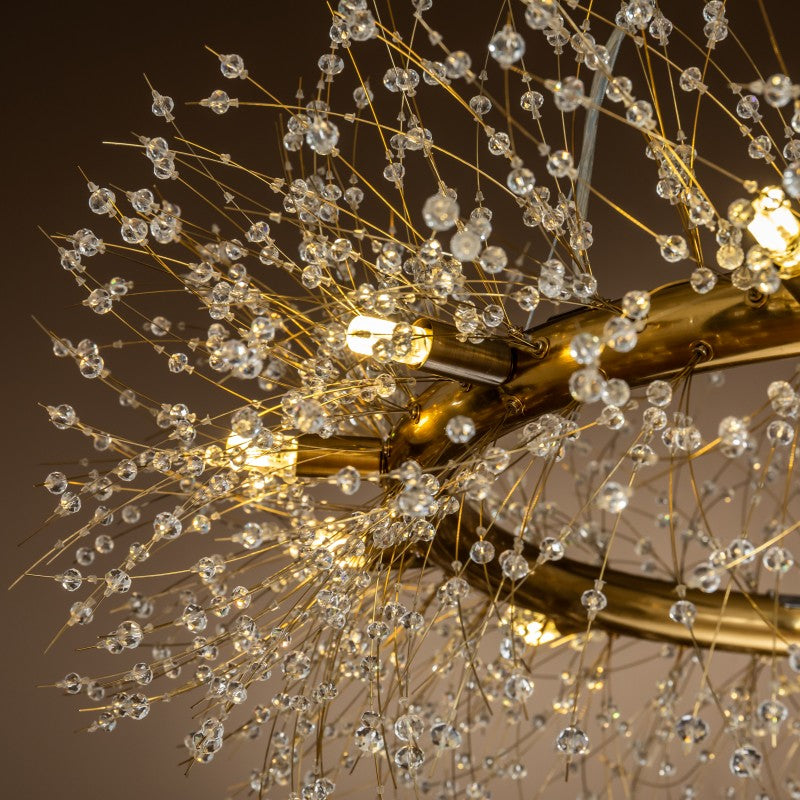 Crystal Chandelier Light | 12-Light Firework Design with Antique Bronze Finish for Stunning Ambiance in Dining Rooms