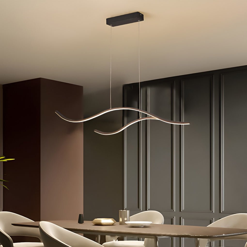 Curved LED Pendant Light | Adjustable Height with Soft Illumination | Modern Kitchen Pendant Lighting for Elegant Spaces