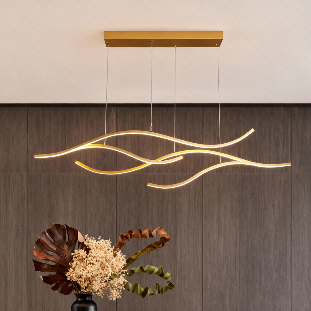Curved LED Pendant Light | Adjustable Height with Soft Illumination | Modern Kitchen Pendant Lighting for Elegant Spaces