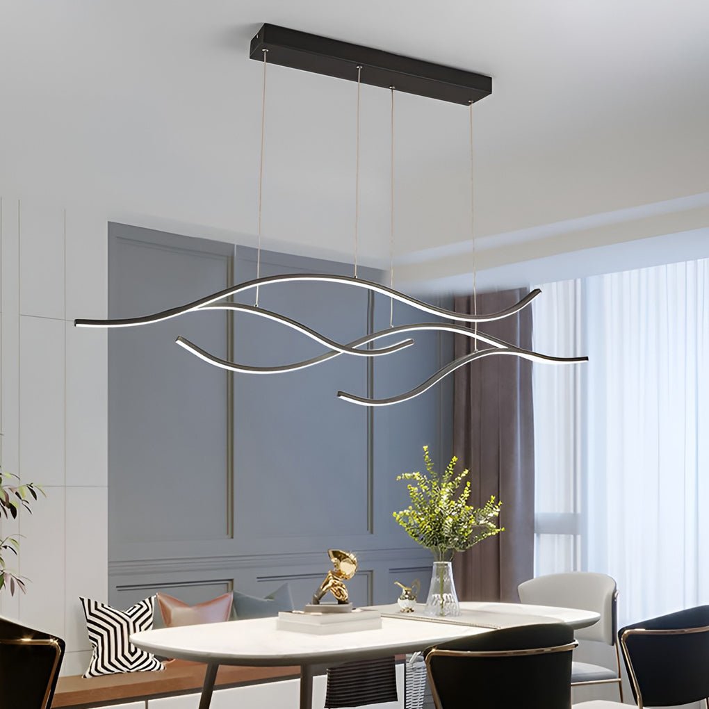 Curved LED Pendant Light | Adjustable Height with Soft Illumination | Modern Kitchen Pendant Lighting for Elegant Spaces