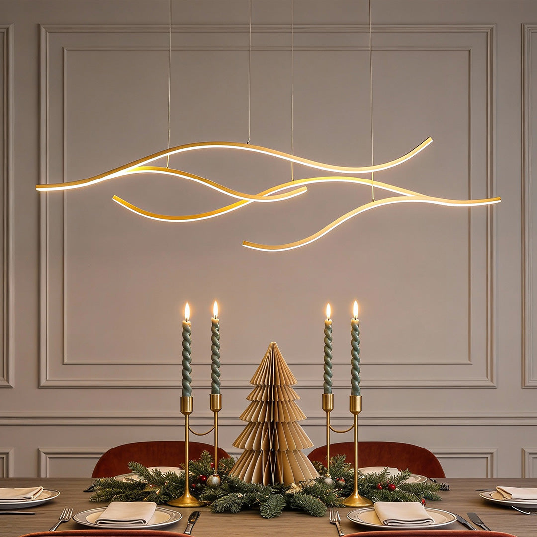 Curved LED Pendant Light | Adjustable Height with Soft Illumination | Modern Kitchen Pendant Lighting for Elegant Spaces