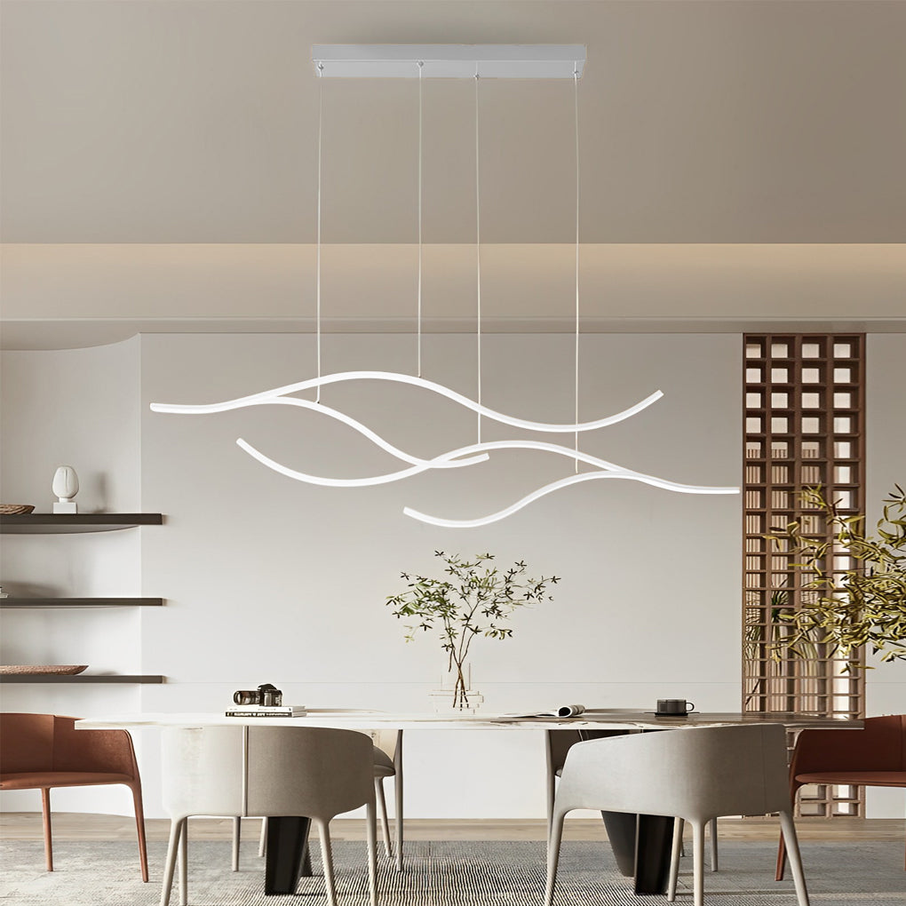 Curved LED Pendant Light | Adjustable Height with Soft Illumination | Modern Kitchen Pendant Lighting for Elegant Spaces