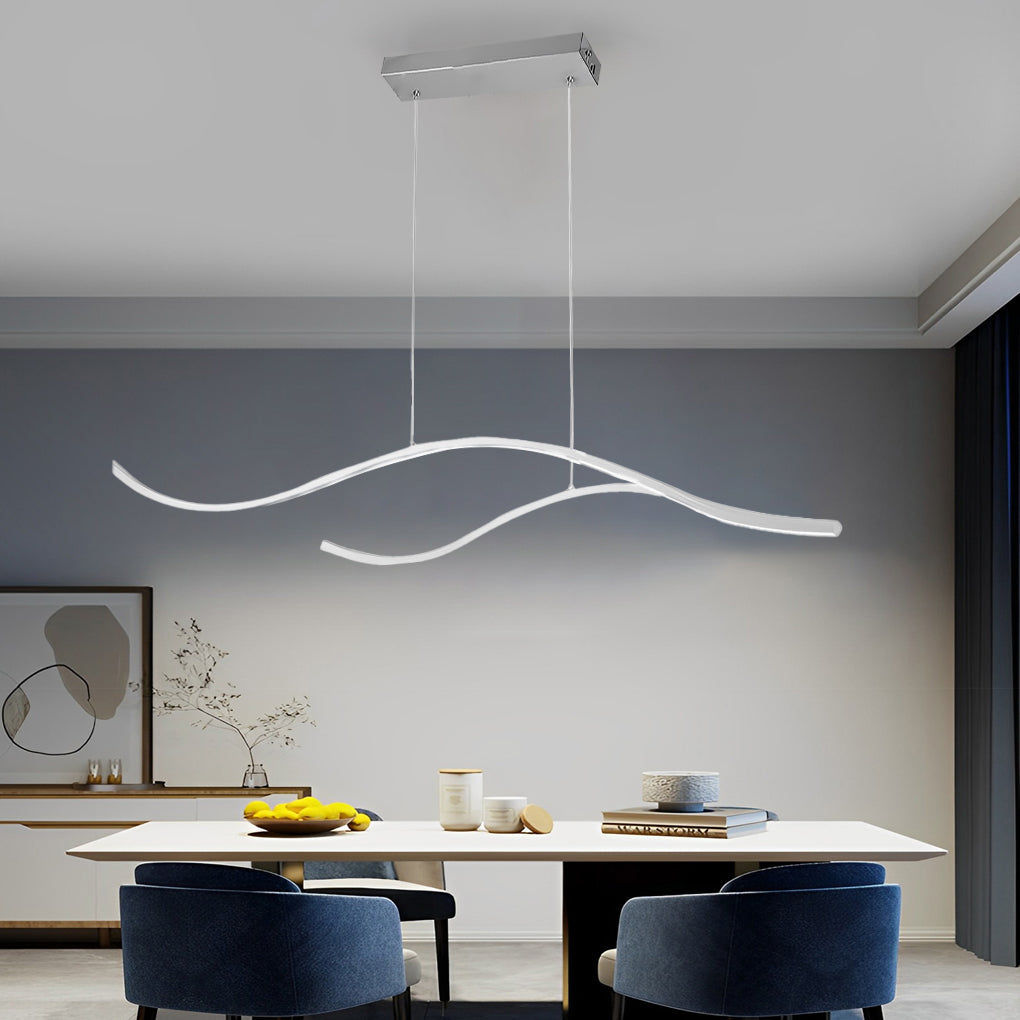Curved LED Pendant Light | Adjustable Height with Soft Illumination | Modern Kitchen Pendant Lighting for Elegant Spaces