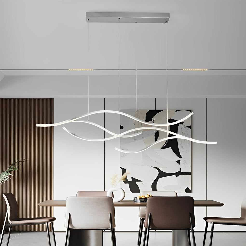 Curved LED Pendant Light | Adjustable Height with Soft Illumination | Modern Kitchen Pendant Lighting for Elegant Spaces