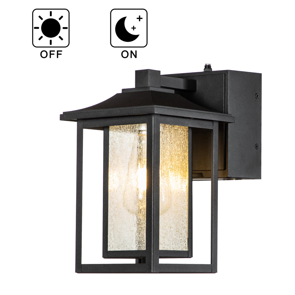 Dusk to Dawn | Outdoor Wall Lantern with GFCI Outlets & Automatic Lighting | Weatherproof Design for Enhanced Safety
