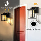 Dusk to Dawn | Outdoor Wall Lantern with GFCI Outlets & Automatic Lighting | Weatherproof Design for Enhanced Safety