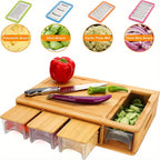 Eco-Friendly Bamboo Cutting Board Set with Interchangeable Blades for Efficient Meal Prep