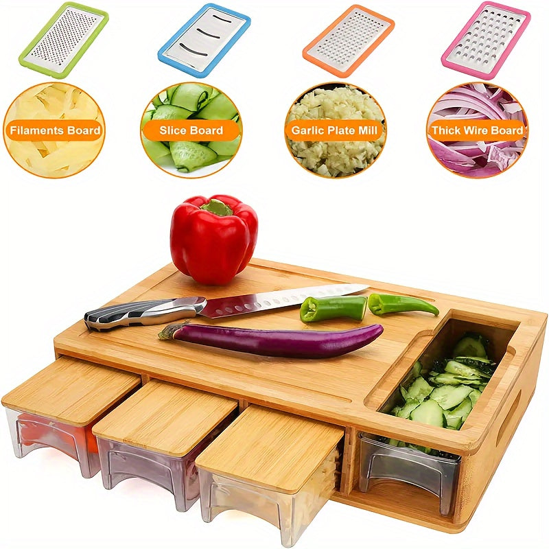 Eco-Friendly Bamboo Cutting Board Set with Interchangeable Blades for Efficient Meal Prep