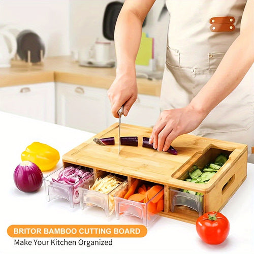 Eco-Friendly Bamboo Cutting Board Set with Interchangeable Blades for Efficient Meal Prep