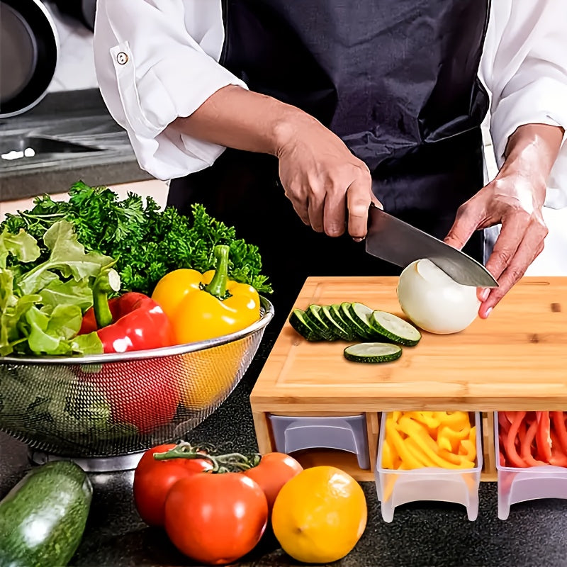 Eco-Friendly Bamboo Cutting Board Set with Interchangeable Blades for Efficient Meal Prep