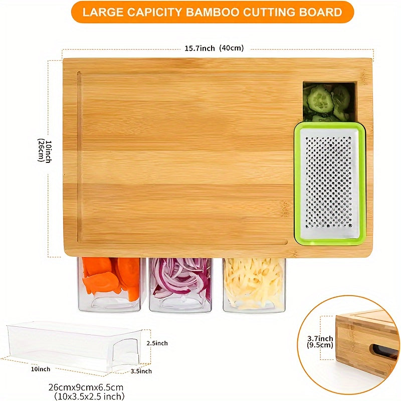 Eco-Friendly Bamboo Cutting Board Set with Interchangeable Blades for Efficient Meal Prep