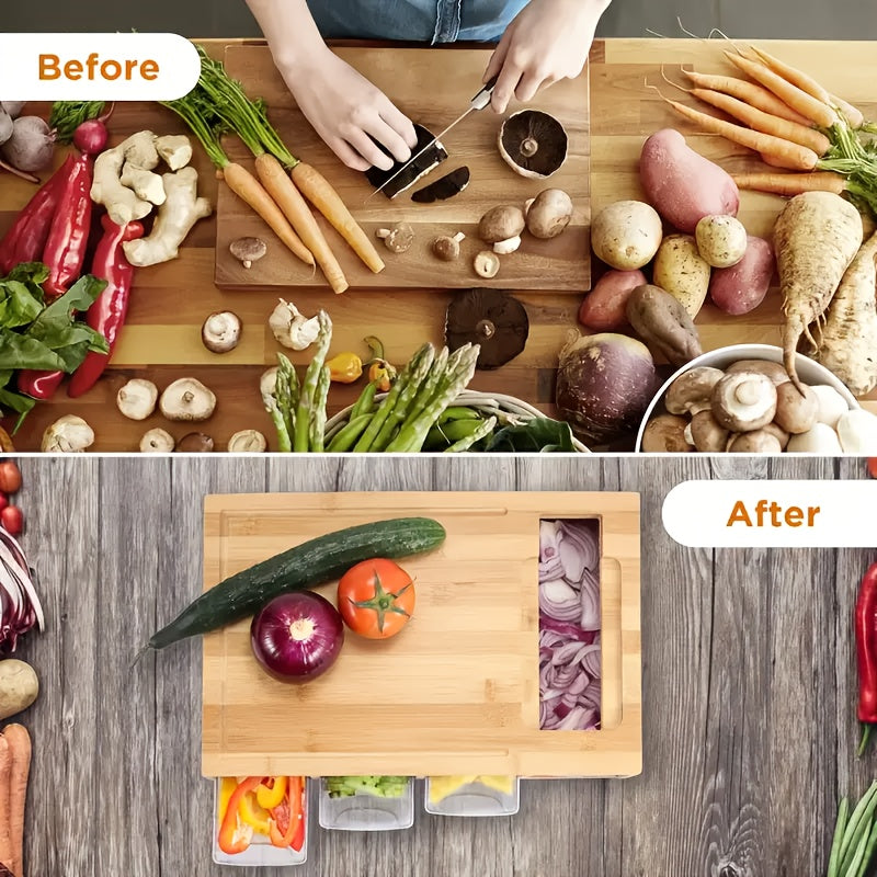 Eco-Friendly Bamboo Cutting Board Set with Interchangeable Blades for Efficient Meal Prep