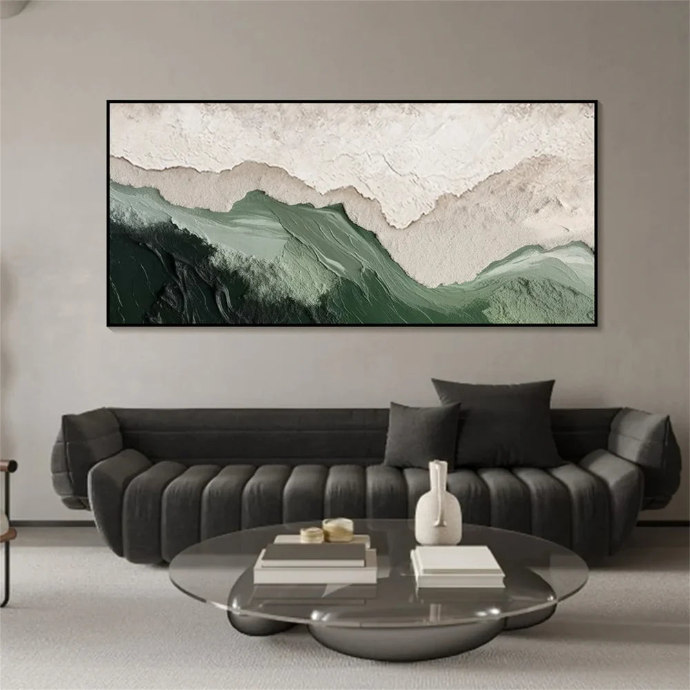 Elegant Abstract Canvas Art | Hand-Painted Green Texture for Stylish Home Decor