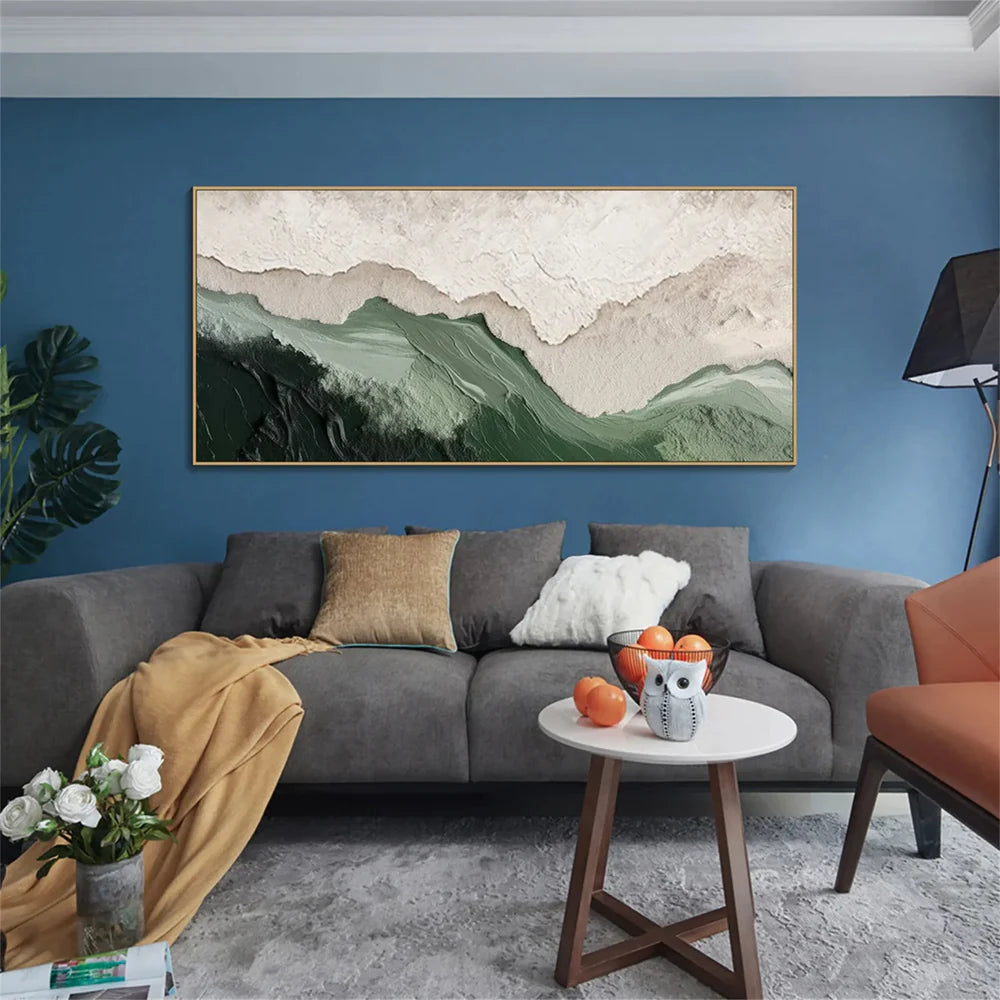 Elegant Abstract Canvas Art | Hand-Painted Green Texture for Stylish Home Decor