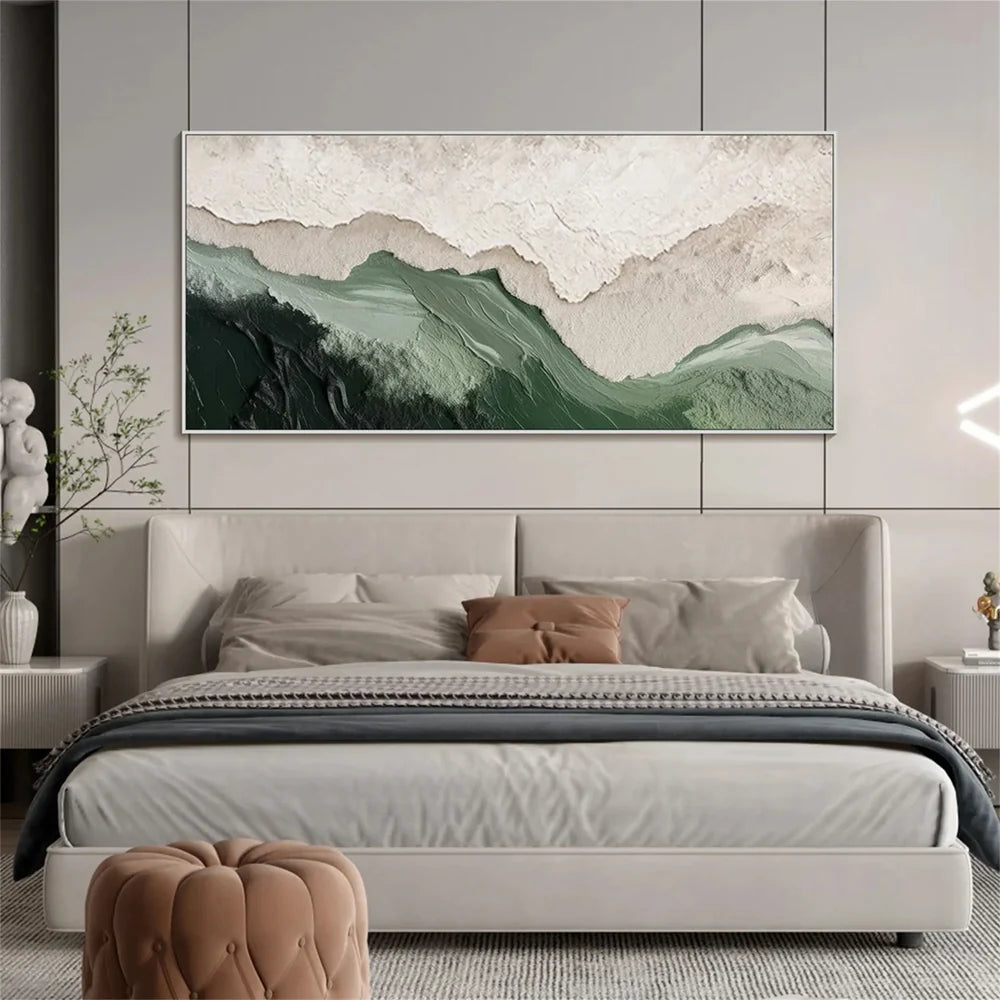 Elegant Abstract Canvas Art | Hand-Painted Green Texture for Stylish Home Decor