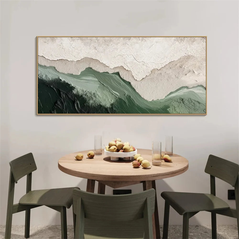 Elegant Abstract Canvas Art | Hand-Painted Green Texture for Stylish Home Decor