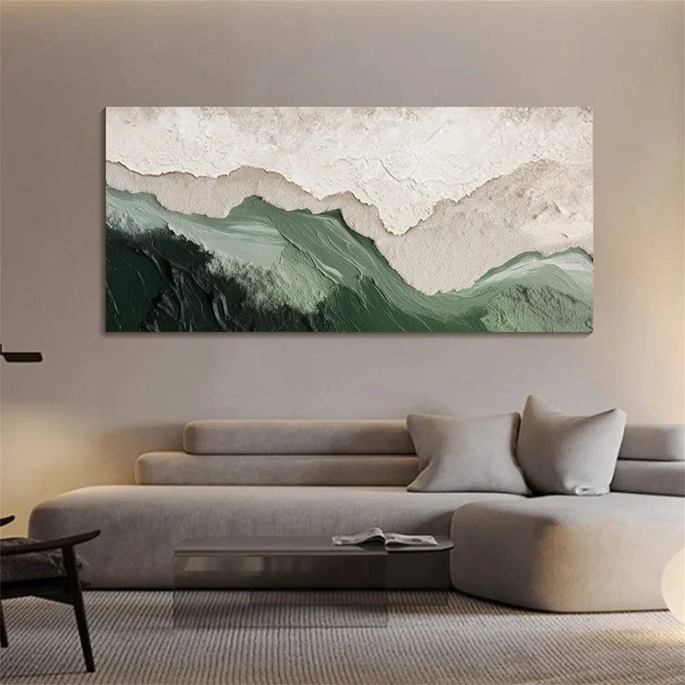 Elegant Abstract Canvas Art | Hand-Painted Green Texture for Stylish Home Decor