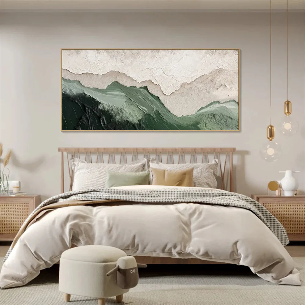 Elegant Abstract Canvas Art | Hand-Painted Green Texture for Stylish Home Decor