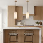 Elegant Alabaster Globe Pendant Light with Brass Finish for Warm Kitchen Illumination