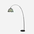 Elegant Arc Floor Lamp with Black Metal Base & Fabric Shade | Modern Lighting for Living Room
