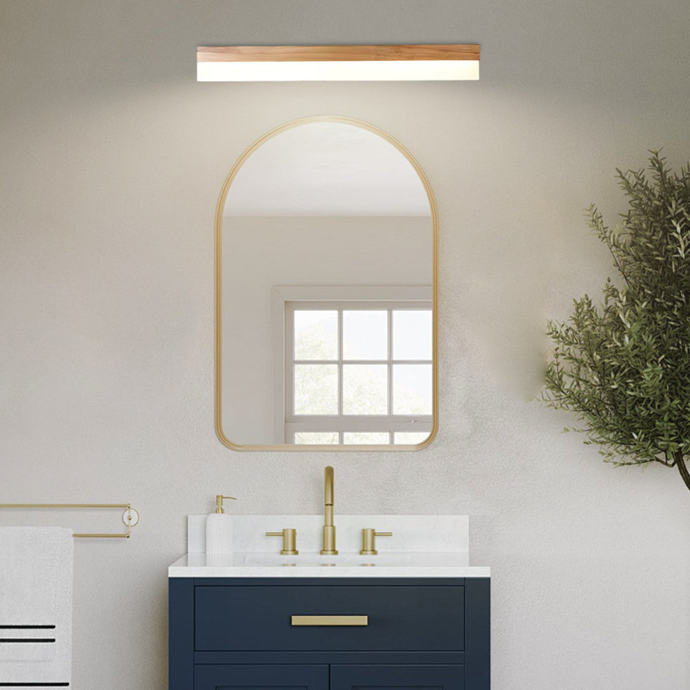 Elegant Bathroom Vanity Light Bar with Soft LED Illumination | Natural Wood Finish for Cozy Ambiance