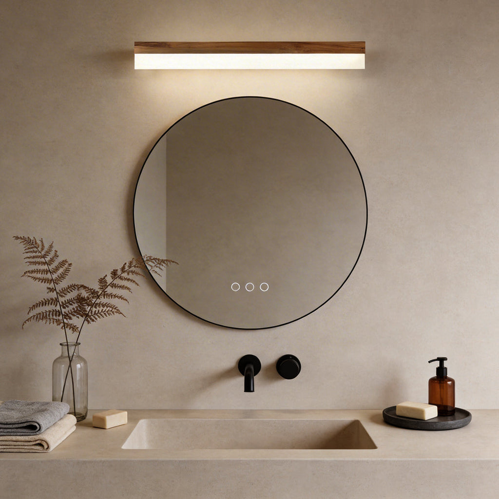Elegant Bathroom Vanity Light Bar with Soft LED Illumination | Natural Wood Finish for Cozy Ambiance