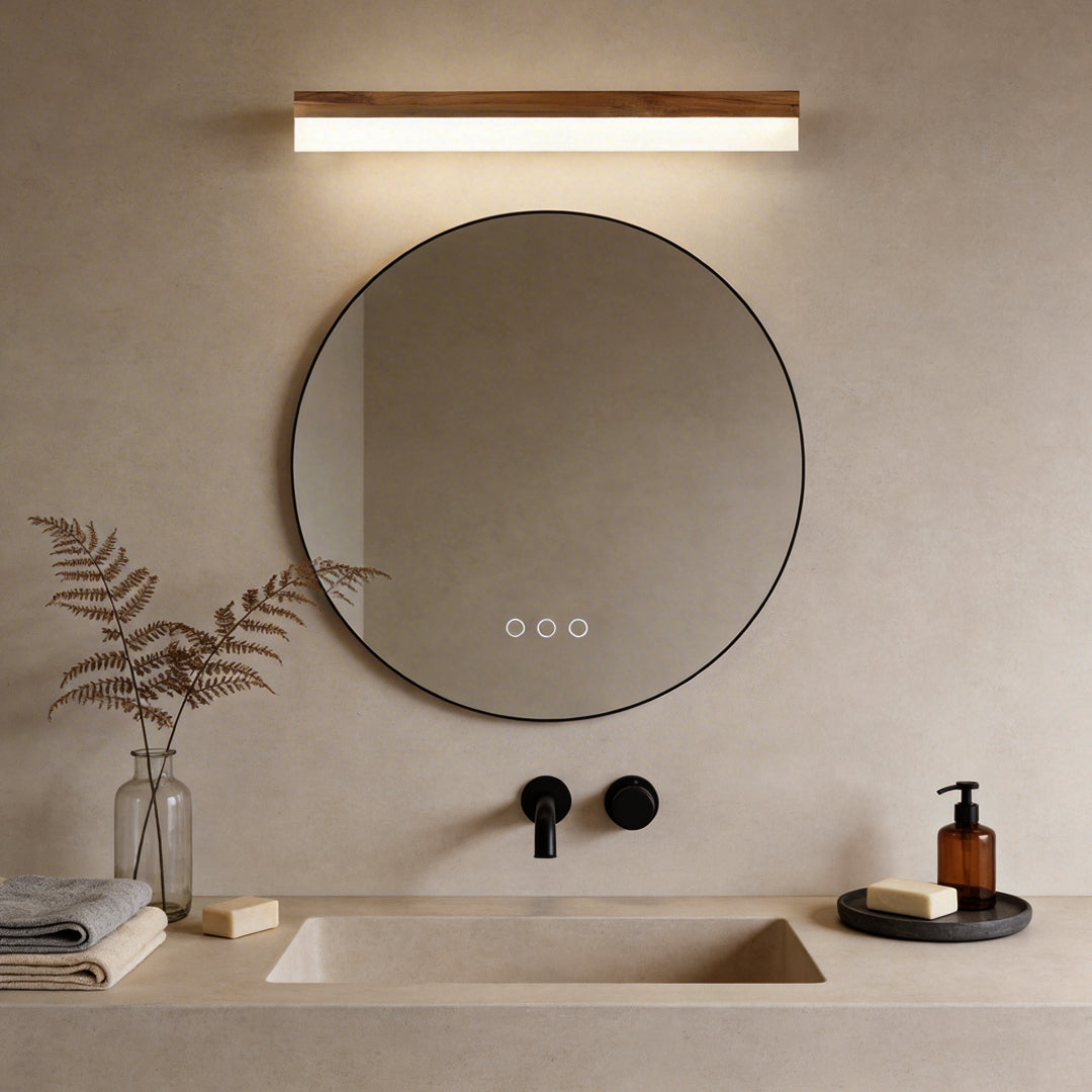 Elegant Bathroom Vanity Light Bar with Soft LED Illumination | Natural Wood Finish for Cozy Ambiance