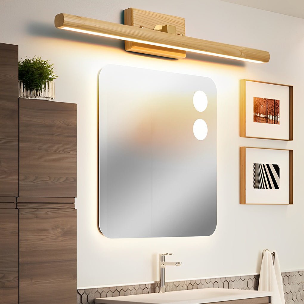 Elegant Bathroom Vanity Light | Rotatable Wood LED Fixture for Custom Illumination