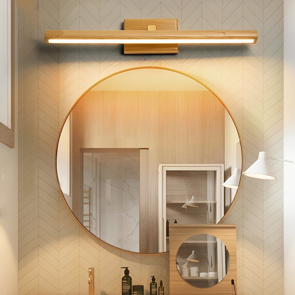 Elegant Bathroom Vanity Light | Rotatable Wood LED Fixture for Custom Illumination