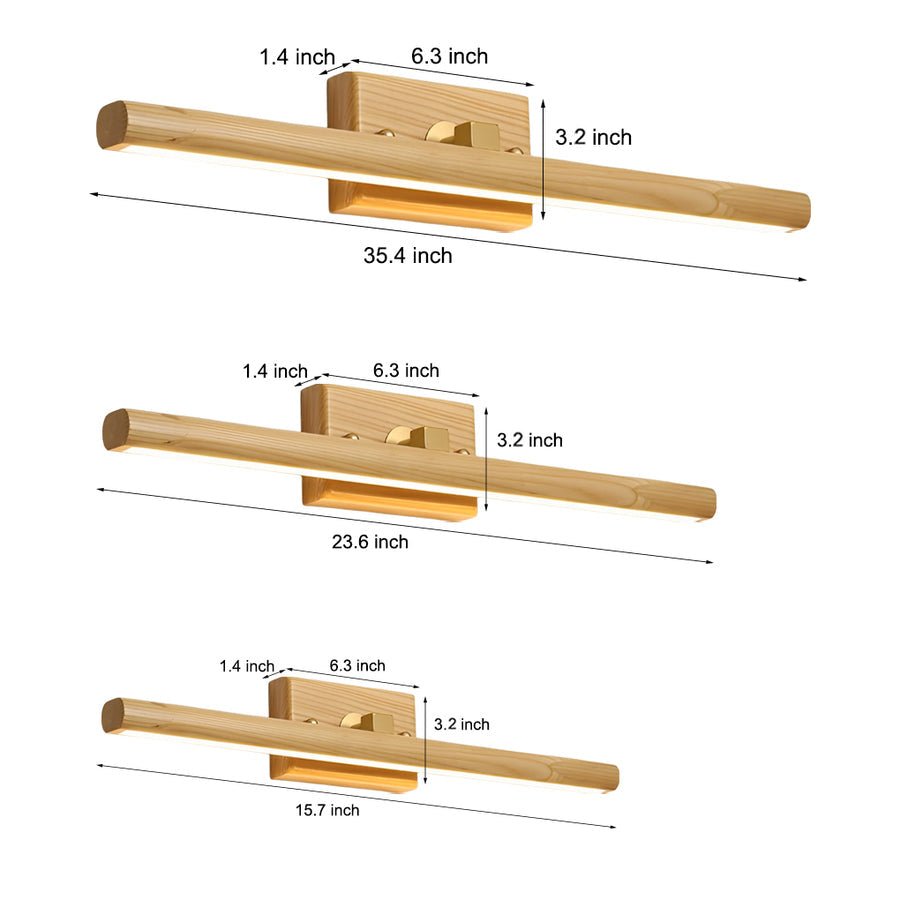 Elegant Bathroom Vanity Light | Rotatable Wood LED Fixture for Custom Illumination