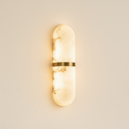 Elegant Capsule Pendant Light | Translucent Alabaster Shade with Brass Detailing | Serene Kitchen Pendant Lighting for Modern Interiors