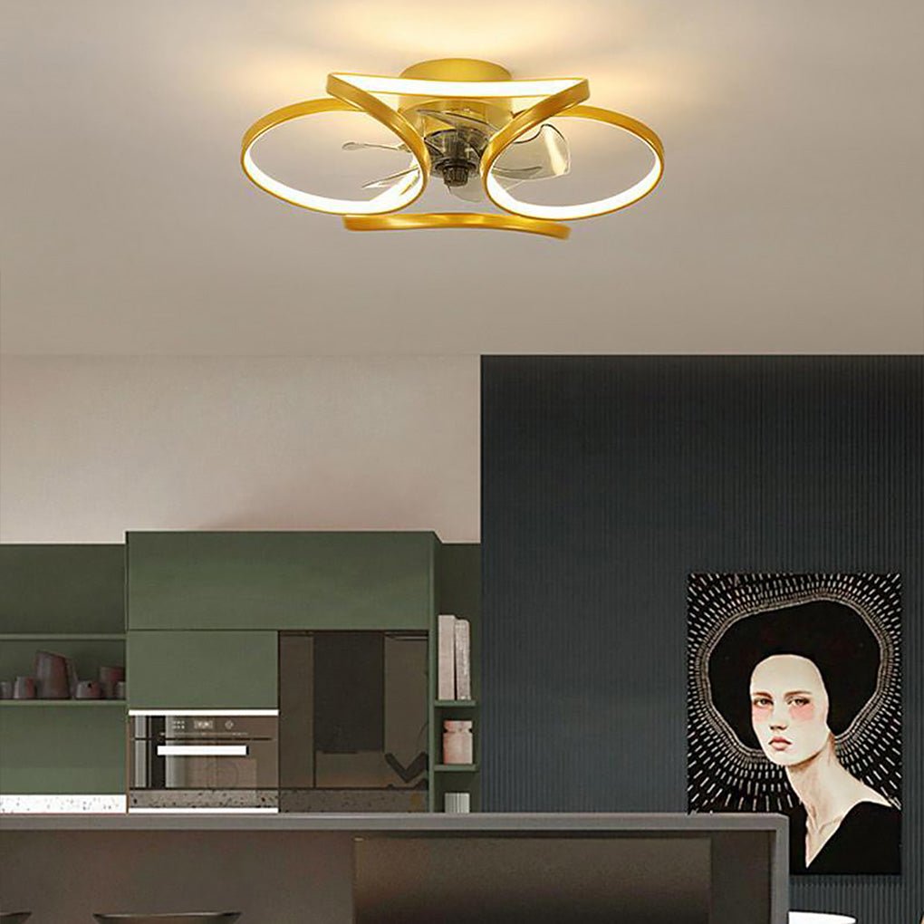 Elegant Collection | Modern Flush Mount Ceiling Fan with Dimmable LED Light | Stylish Indoor Comfort for Any Space