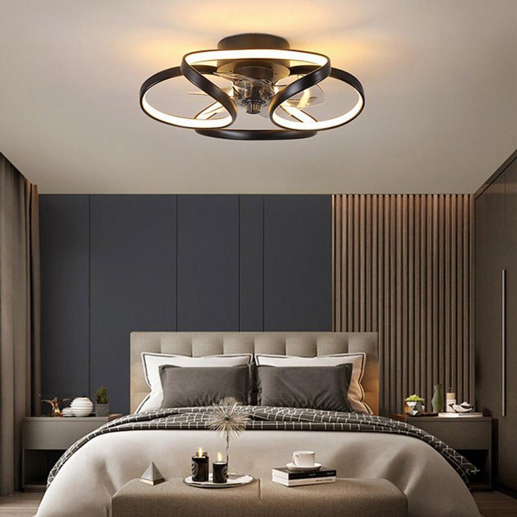 Elegant Collection | Modern Flush Mount Ceiling Fan with Dimmable LED Light | Stylish Indoor Comfort for Any Space