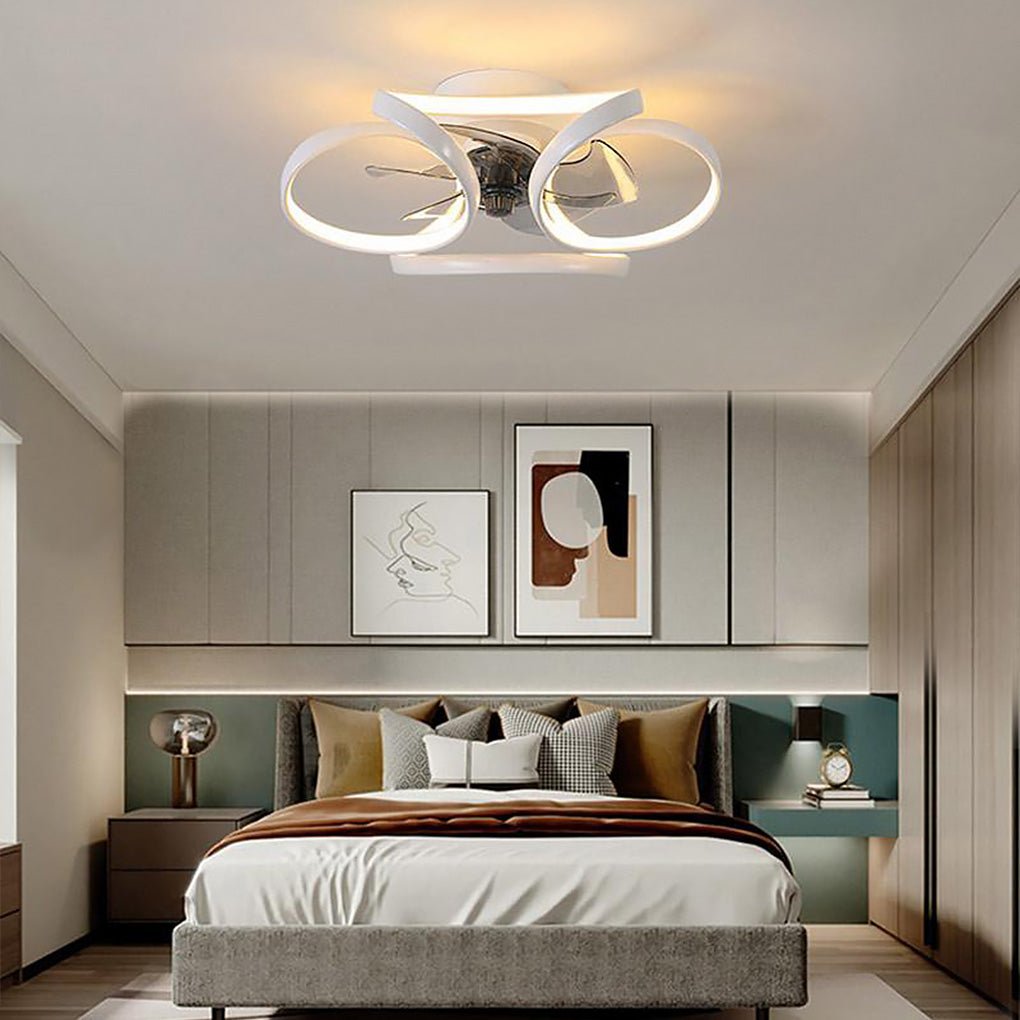 Elegant Collection | Modern Flush Mount Ceiling Fan with Dimmable LED Light | Stylish Indoor Comfort for Any Space