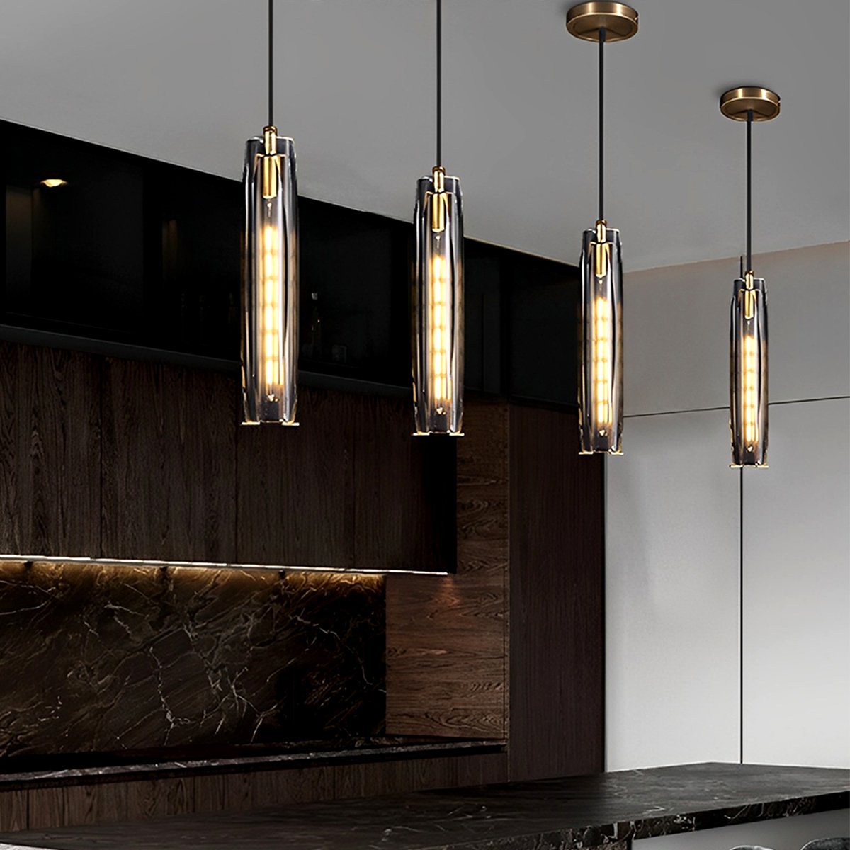 Elegant Crystal Pendant Light | Modern Kitchen Pendant Lighting with Adjustable Length | Luxurious Fixture for Stylish Interiors