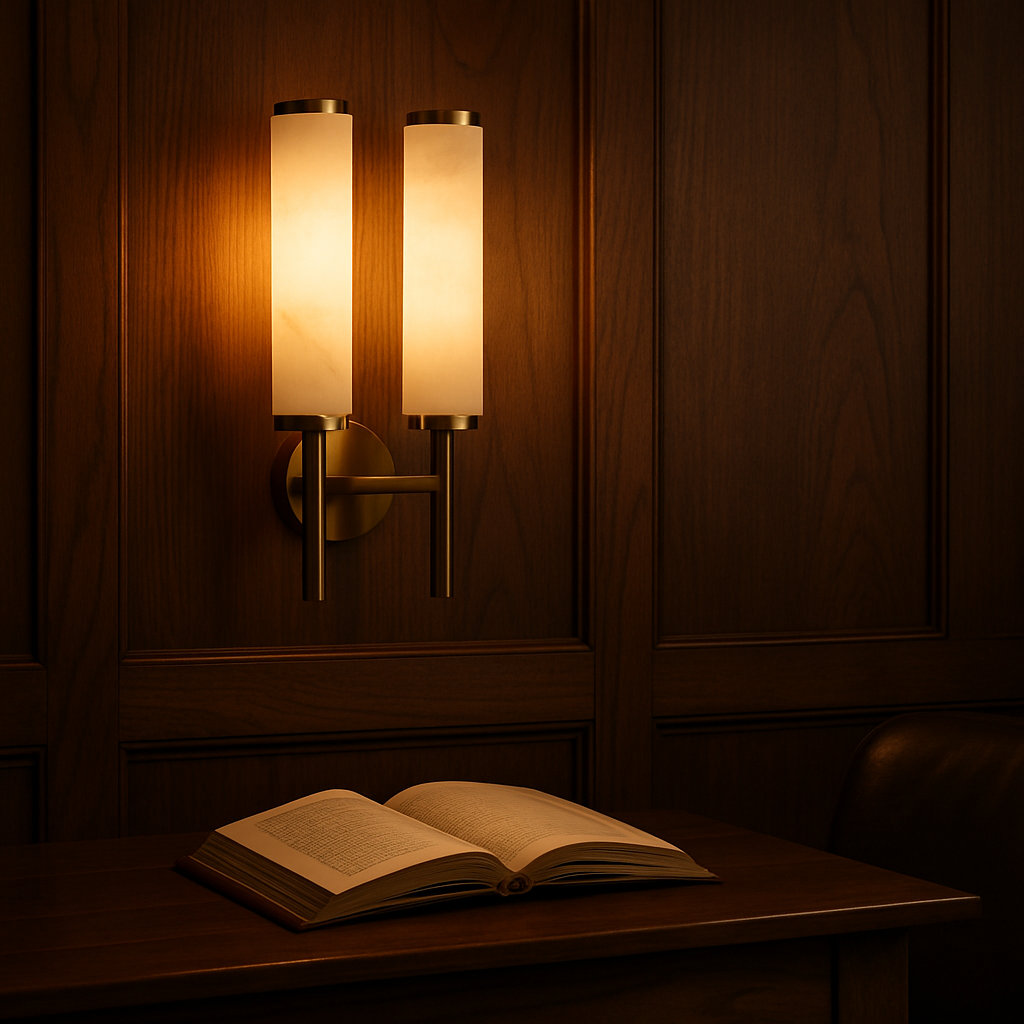 Elegant Dual-Column Wall Sconce Light with Alabaster Diffusers | Timeless Design for Contemporary Spaces