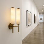 Elegant Dual-Column Wall Sconce Light with Alabaster Diffusers | Timeless Design for Contemporary Spaces