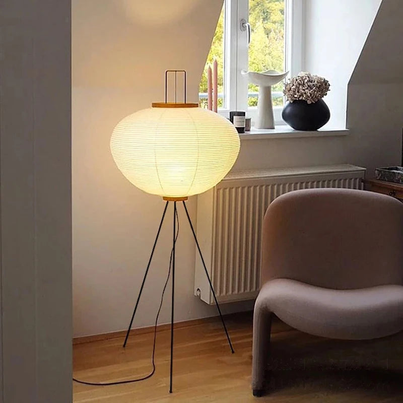 Elegant Floor Lamp | Japanese Xuan Paper Design with Soft Ambient Lighting | Retro Style for Cozy Living Room