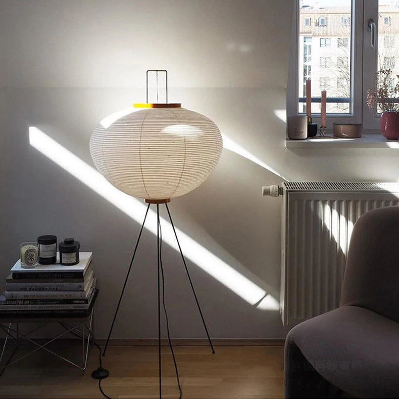 Elegant Floor Lamp | Japanese Xuan Paper Design with Soft Ambient Lighting | Retro Style for Cozy Living Room