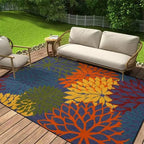 Elegant Floral Washable Area Rug with Anti-Slip Backing | Versatile Indoor & Outdoor Use