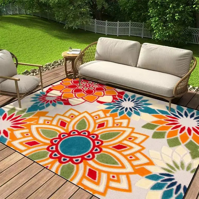 Elegant Floral Washable Area Rug with Anti-Slip Backing | Versatile Indoor & Outdoor Use