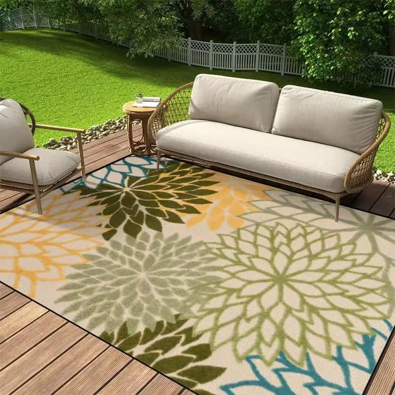 Elegant Floral Washable Area Rug with Anti-Slip Backing | Versatile Indoor & Outdoor Use