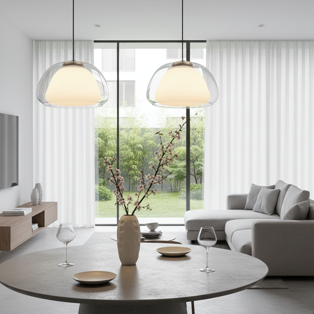 Elegant Glass Pendant Light | Adjustable Dome for Kitchen Island Lighting