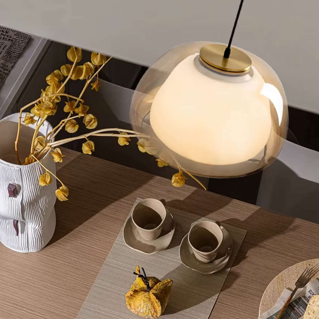Elegant Glass Pendant Light | Adjustable Dome for Kitchen Island Lighting