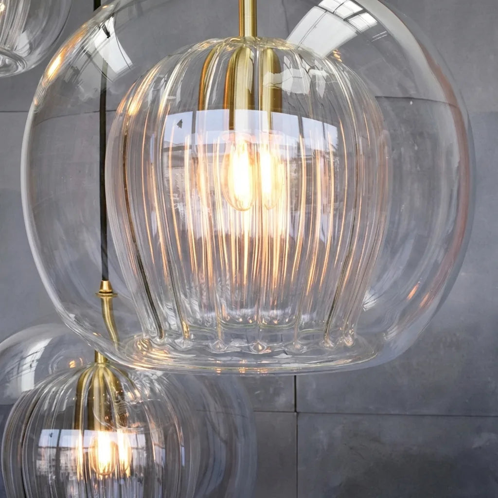 Elegant Glass Pendant Light | Double Globe Design with Adjustable Dimming | Modern Ceiling Fixture for Bright Kitchen Illumination