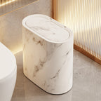 Elegant Marble Pattern Kitchen Trash Can with Fitted Lid | Compact Oval Design for Modern Spaces